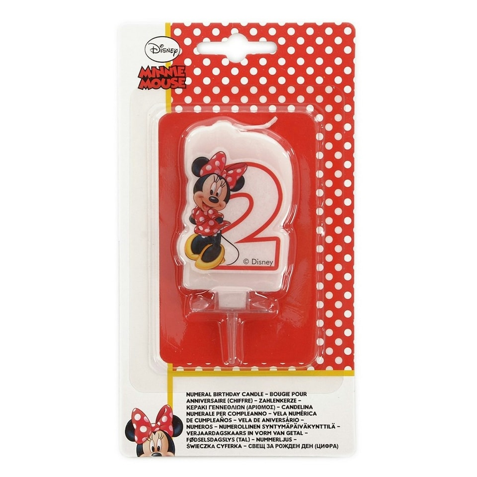 Disney Number 2 Minnie Mouse Candle - White/Red - One Size