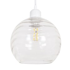 Modern Designer Clear Circular Ribbed Glass Non Electric Pendant Lamp Shade | Clear