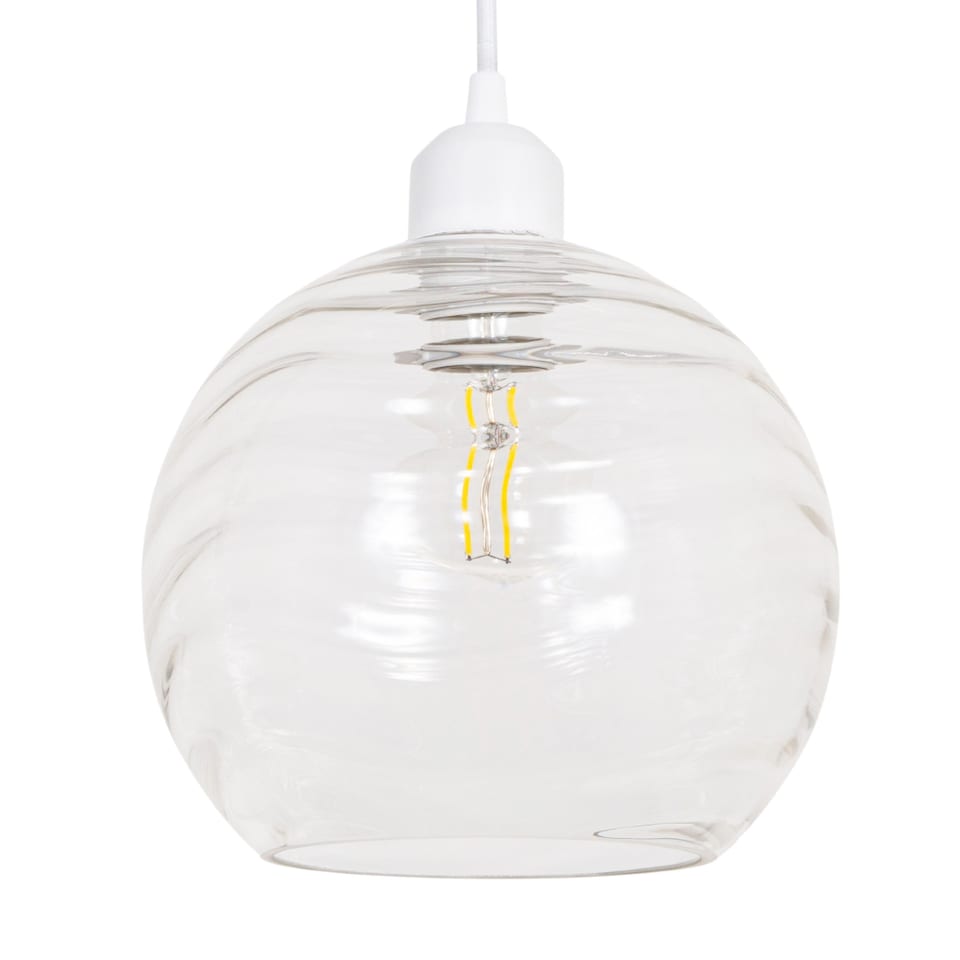 image 1 of Modern Designer Clear Circular Ribbed Glass Non Electric Pendant Lamp Shade | Clear