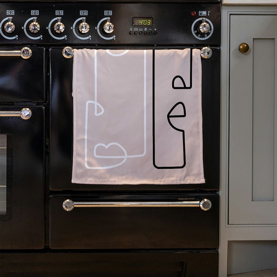 image 1 of line art of two faces (Kitchen Towel)
