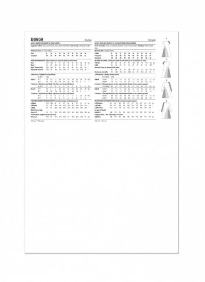 image 1 of Butterick 6959 Paper Sewing Pattern – Women’s Dress, Size Y5 (18–20–22–24–26), Easy