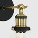 image 1 of ValueLights Industrial Black And Gold Wall Light Fitting With Clear Glass Wide Light Shade