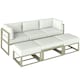image 1 of Outsunny 6 PC Garden Daybed, Sectional Sofa Set with Coffee Table, Footstool | Cream | Cream White | Five Plus Seater