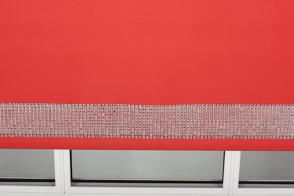 image 1 of FURNISHED Thermal Blackout Roller Blinds with Diamante Edge Made to Measure Window Shade | Red | Red | (W) 180cm x (L) 165cm