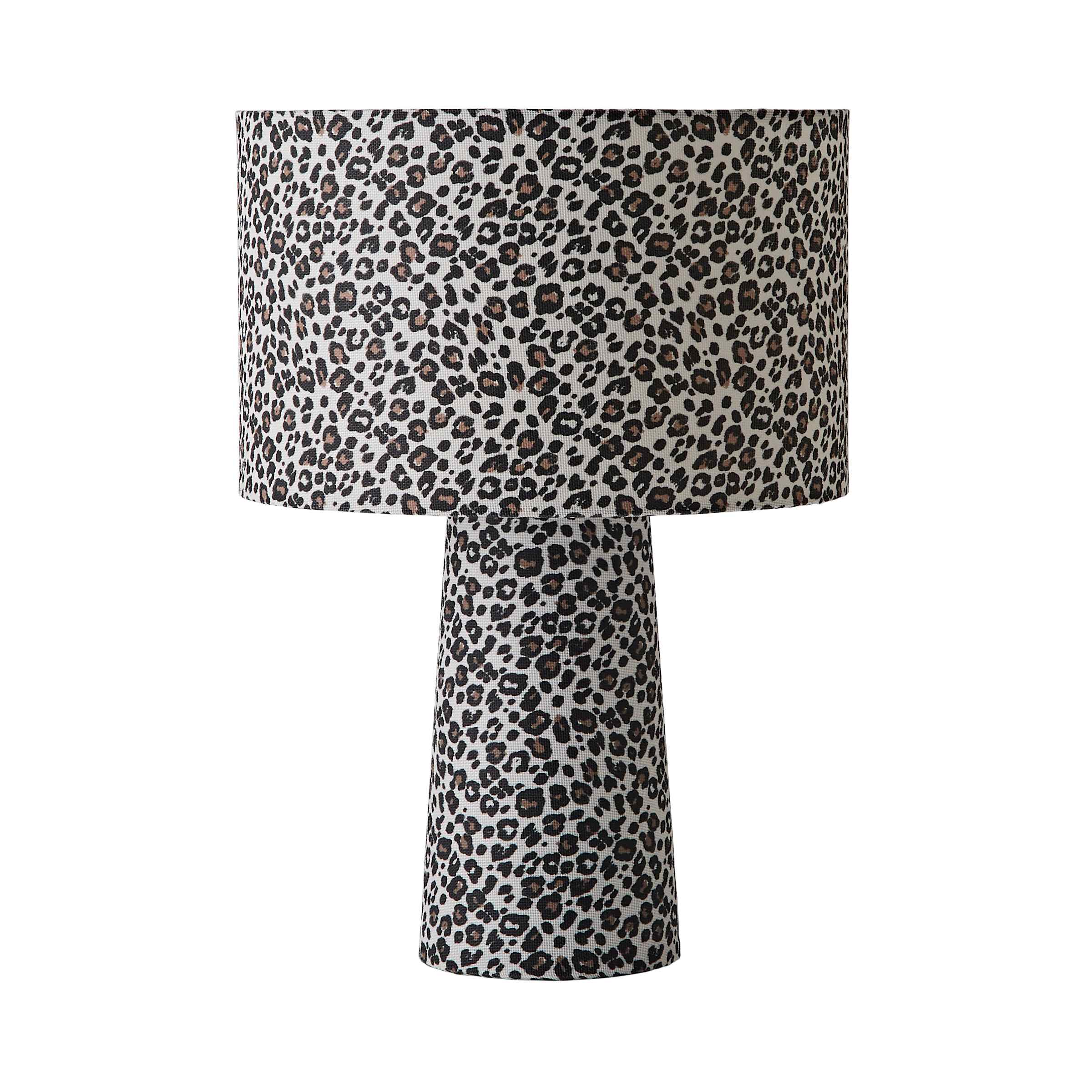 ValueLights Bertie Leopard Print Full Fabric Table Lamp with LED Bulb in Tan