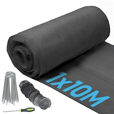 Harbour Housewares Weed Control Membrane Set with Pegs & Plates - 1M x 10M (1 Roll) - Weed Fabric Garden Membrane Weed Membrane Flower Bed Membrane | White | 1m x 10m