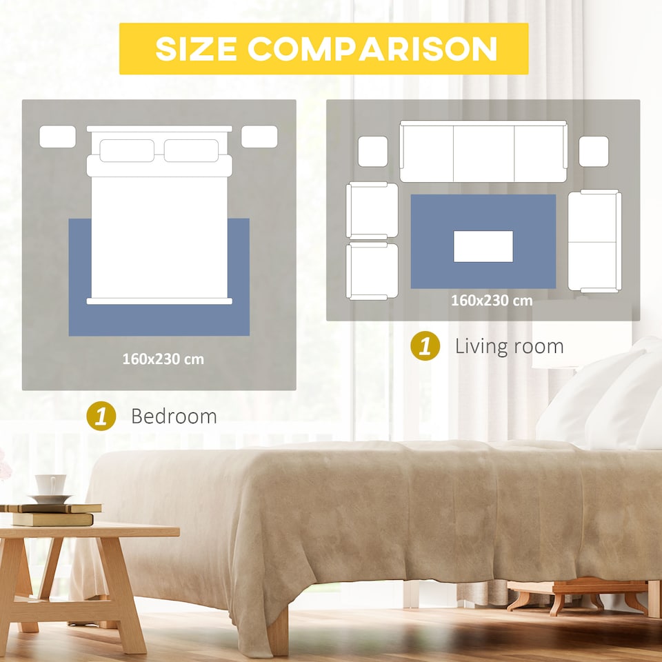 image 1 of HOMCOM Blue Geometric Rug, Modern Area Rugs Large Carpet for Living Room, Bedroom, Dining Room, 160x230 cm