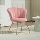 image 2 of HOMCOM Accent Chair, Velvet Armchair with Lotus Backrest, Steel Legs, Pink