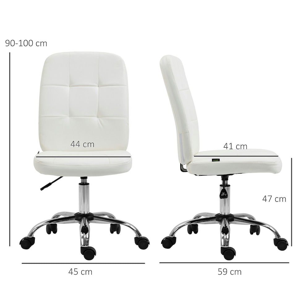 image 1 of Vinsetto Curved Back Home Office Chair with Adjustable Height, White