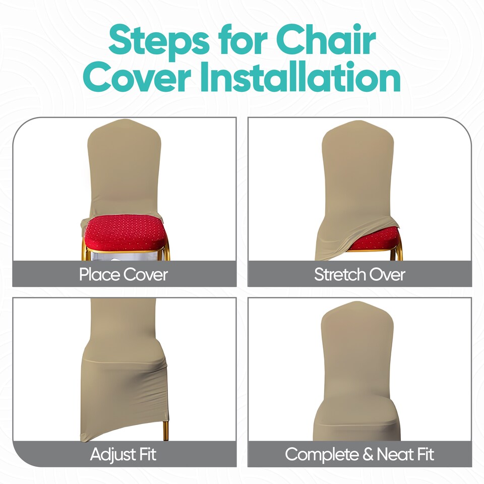 image 1 of Chair Cover Spandex Polyester Stretch Fabric Dining Slipcovers - 10pcs