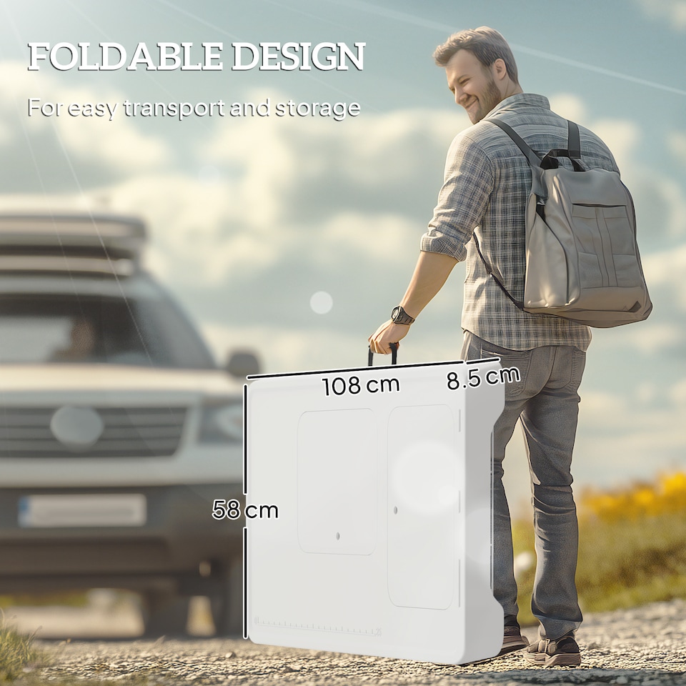 image 1 of Outsunny Folding Fish Cleaning Table Camping Sink Table with Faucet, White | White | White | 108L x 58W x 92H cm