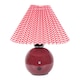 image 1 of ValueLights Burgundy Gingham Touch Button Rechargeable Table Lamp | Red