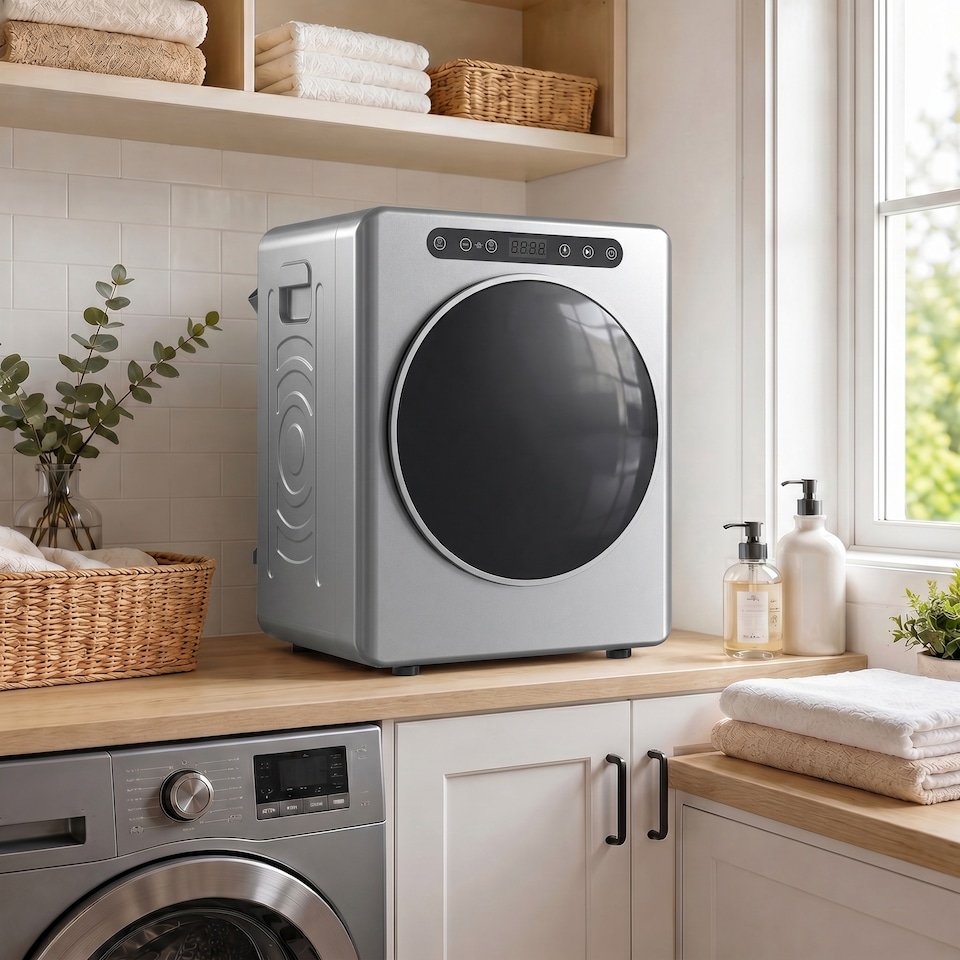 image 1 of HOMCOM 5 kg Portable Vented Tumble Dryer Machine with Timer, Silver Tone