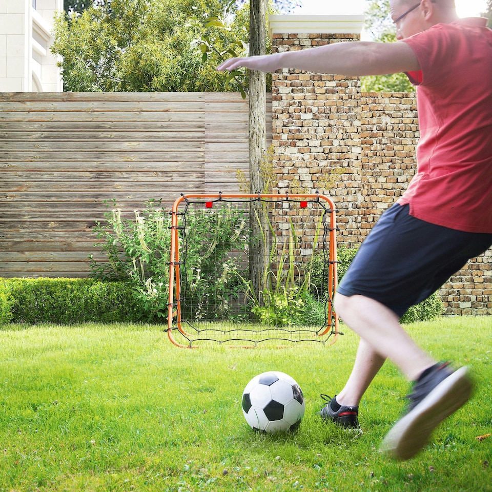 image 1 of HOMCOM Rebounder Net Football Target Goal with Adjustable Angles, Orange