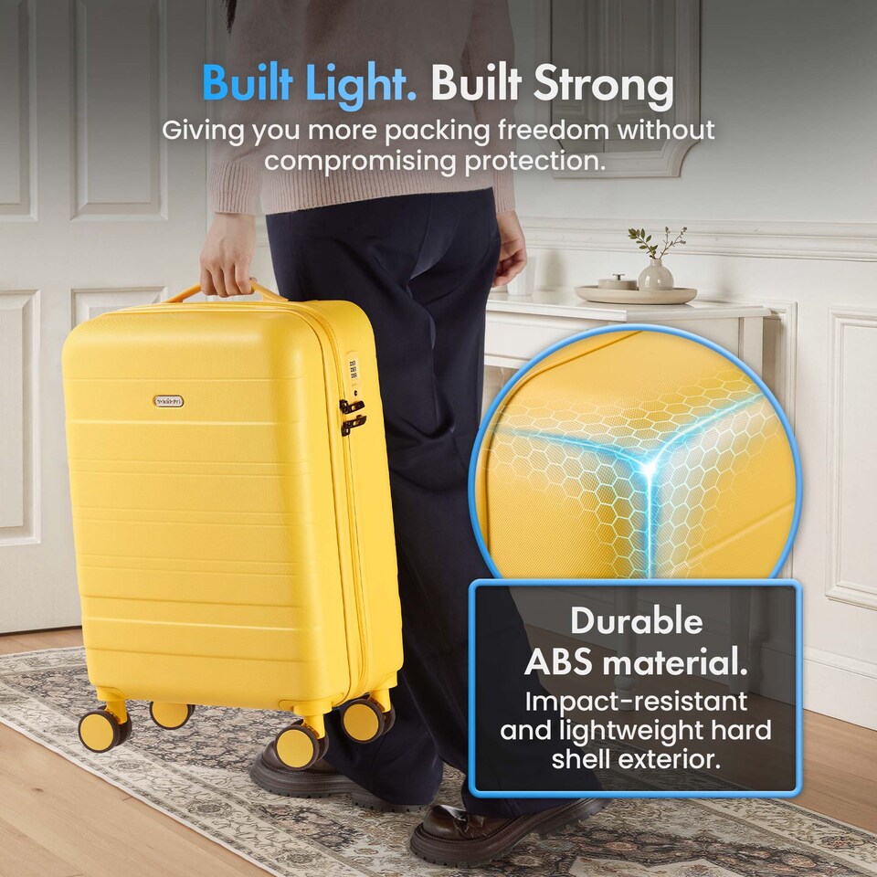 image 1 of Vonhaus Hard Shell Suitcase Set 3 Piece with TSA Lock | Yellow | Yellow