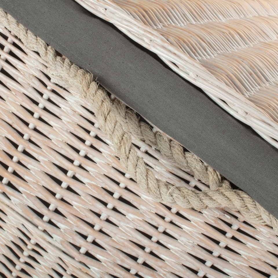 image 1 of Large White Wash Storage Hamper With Grey Lining Wicker Basket | Grey | Grey