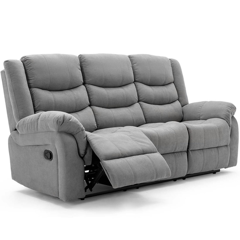 image 1 of Seattle Manual Fabric Recliner 3 Seater Sofa (Grey)