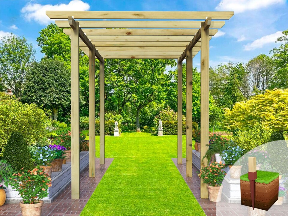 image 1 of eDecks Village Walkway Garden Pergola w/ Bolt Down Anchors 2.1m - 2.4 x 4.8m