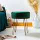image 7 of Harbour Housewares Round Velvet Footstool - 35 x 40cm - Green | Green | Green/Gold