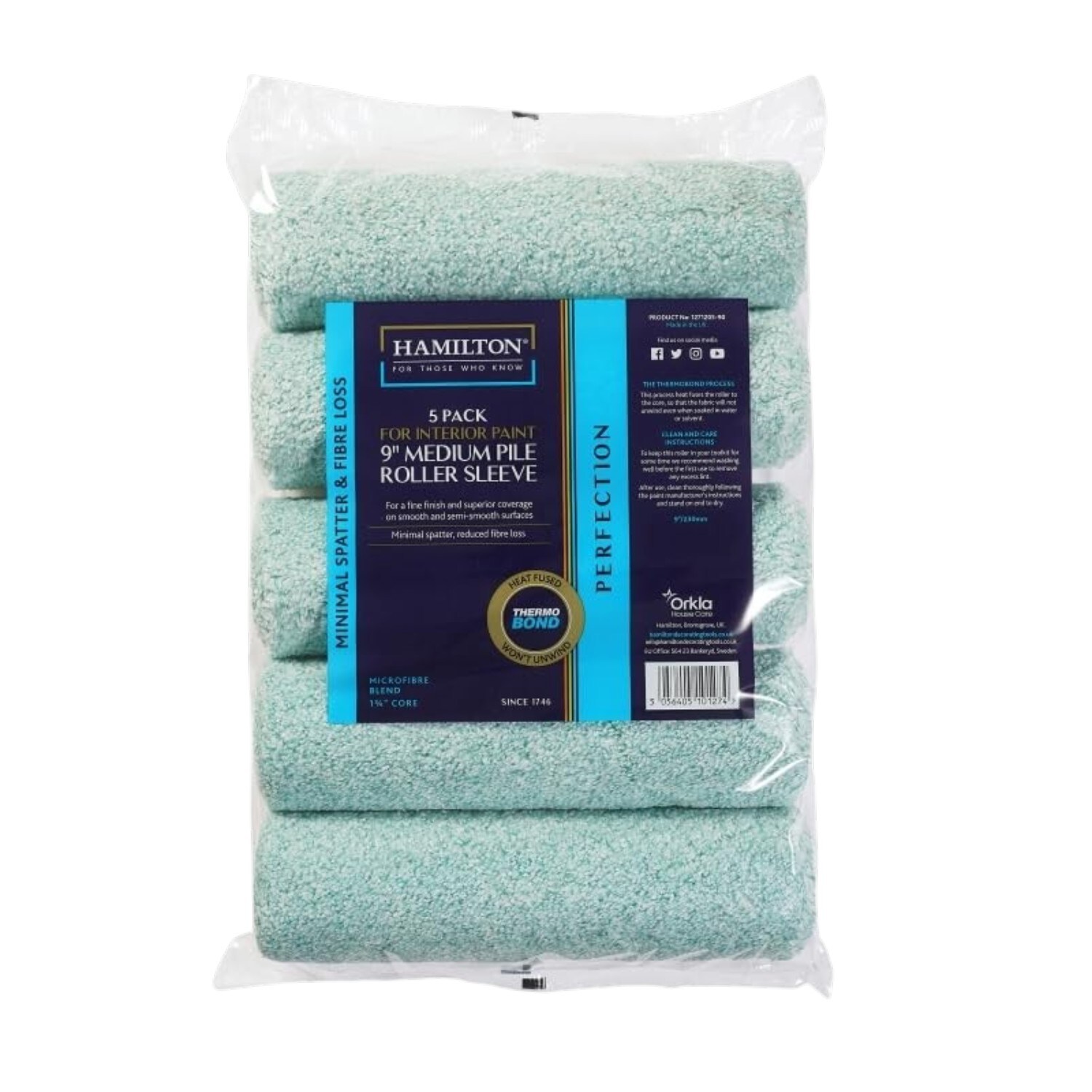 Hamilton Perfection Medium Pile Paint Roller Sleeves 9 Inch 1.75 Inch Core Pack of 5