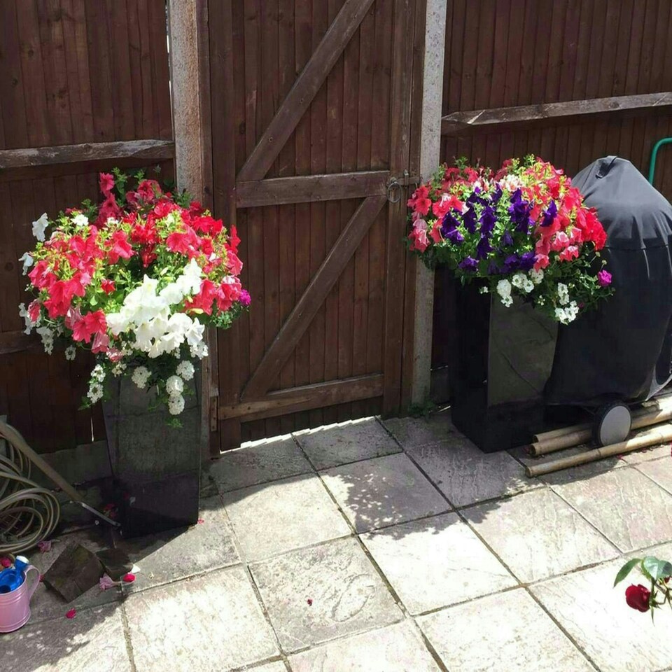 image 1 of Primrose Black Gel Coat Plant Pot Tall Flared Square Fibreglass 60cm x 34cm