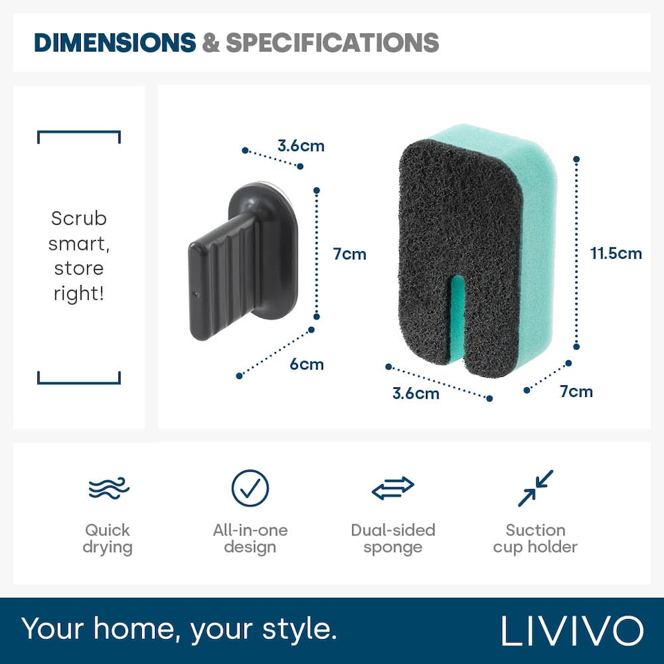 image 1 of Dish Buddy Sponge with Holder Pack of 10