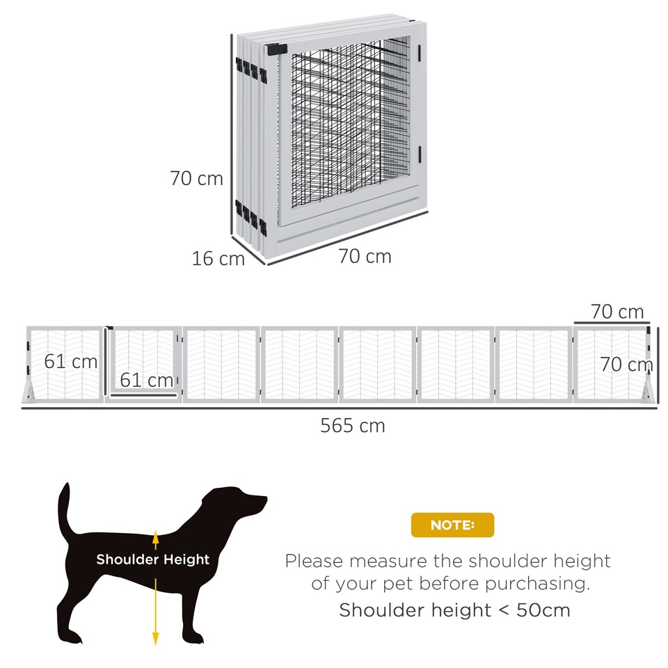 image 1 of PawHut 8 Panels Freestanding Dog Barrier for S and M Dogs - White