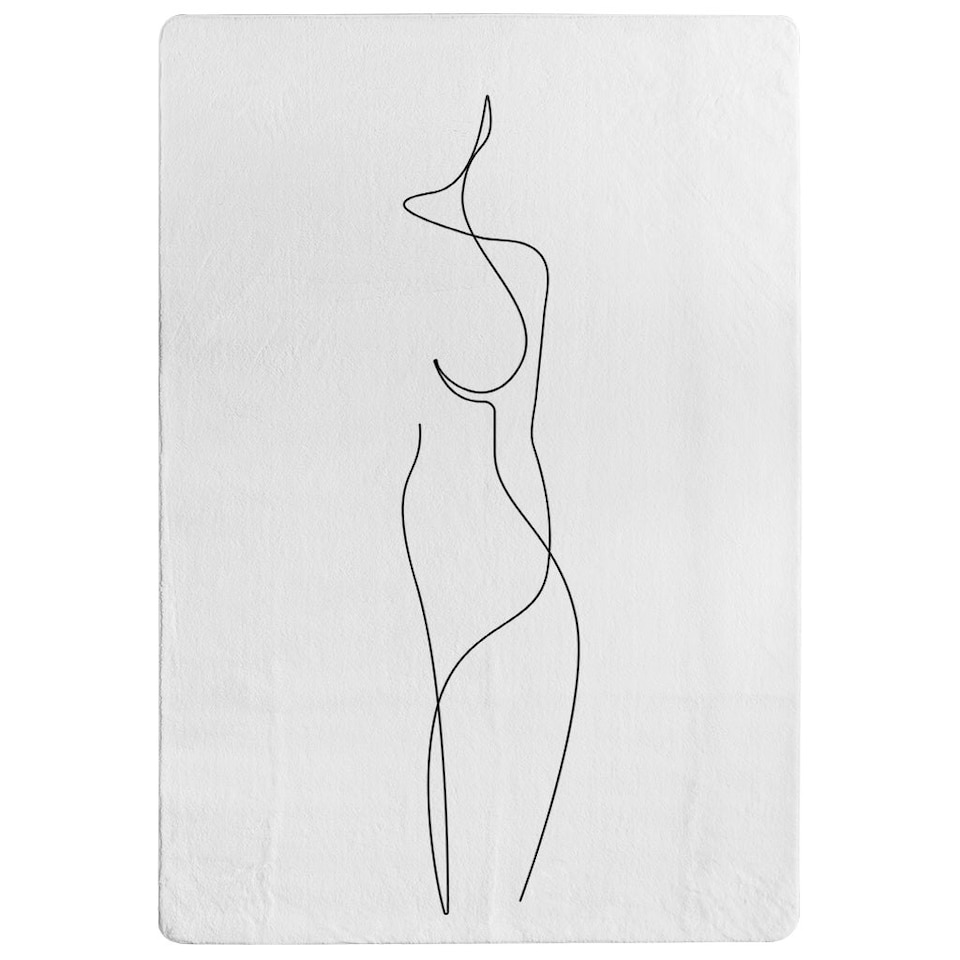 image 1 of line art drawing of woman (Rug) White | M