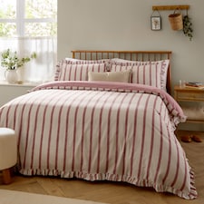 Wylder Connie Striped Ruffle Duvet Cover Set | Pink | Clay Pink | King | 1