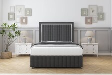 Sloomy Boston Chrome Graphite Dumfries Divan Bed With Mattress 4 Drawers With 26" Strutted Headboard & 12" Matching Footboard 6' Super King | Grey | Graphite | Super King | 1