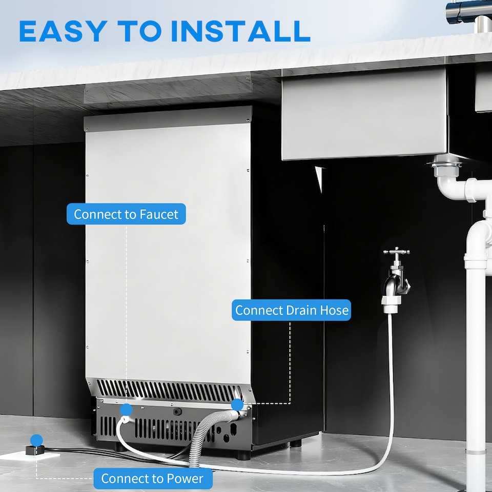 image 1 of HOMCOM Freestanding Ice Machine with 45kg/24H Capacity, Commercial Ice Maker