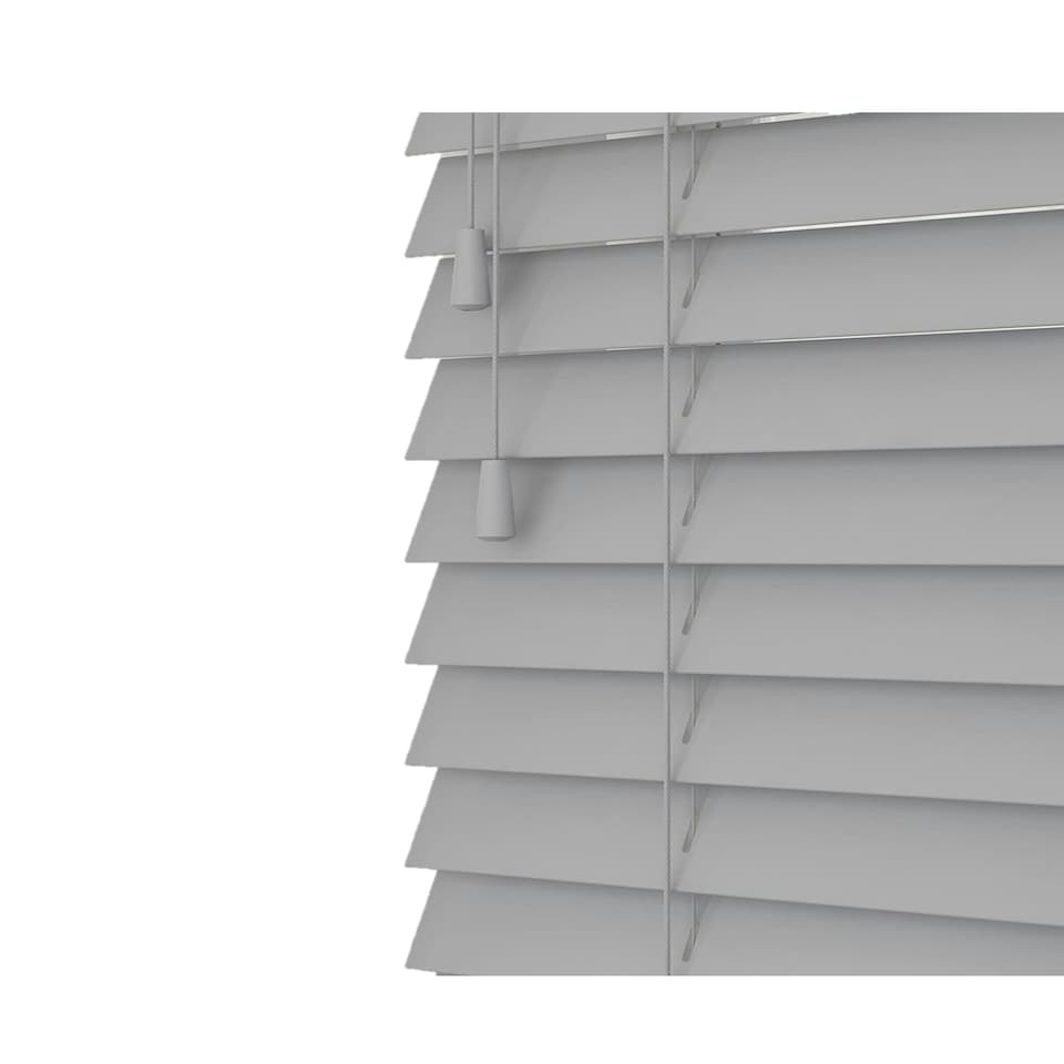 image 1 of 195cm Pebble Grey Wooden Venetian Blinds With Strings (130cm drop) | Grey | Grey
