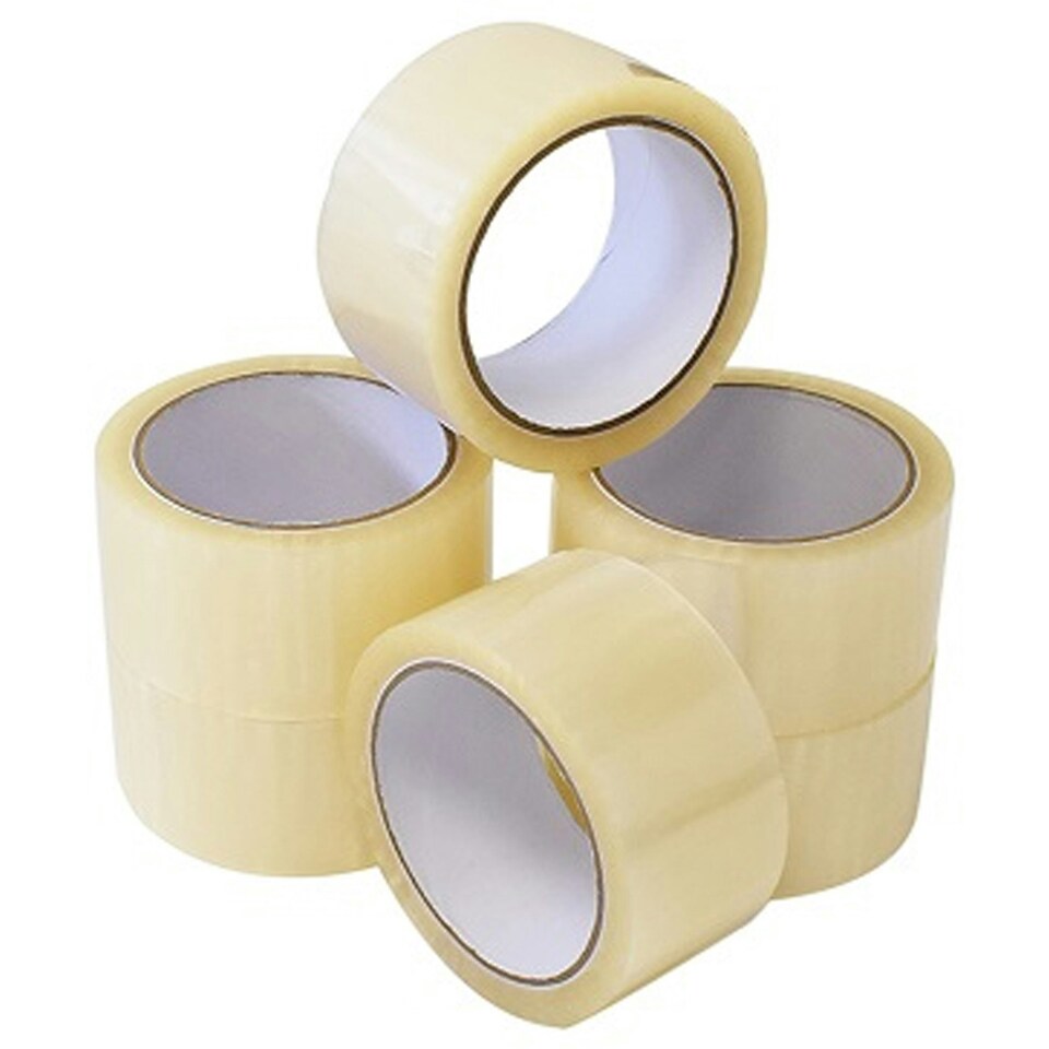 image 1 of 4 x Clear Super Sticky Long Lasting Low Noise 50mm x 66m Parcel Sealing Packaging Tape