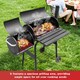 image 6 of Alivio Large Oil Drum Charcoal BBQ Grill with Offset Smoker