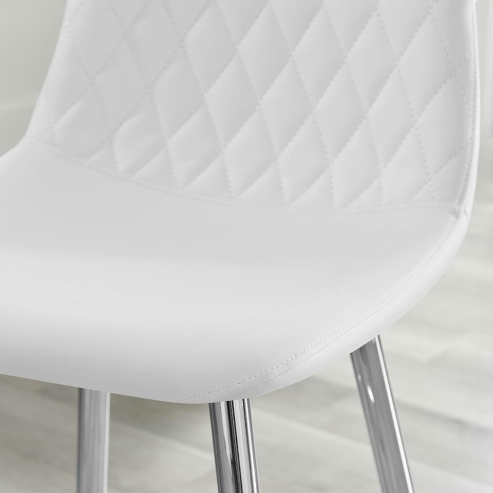 image 1 of Furniturebox Corona 2x White Faux Leather Silver Legs Bar Chair