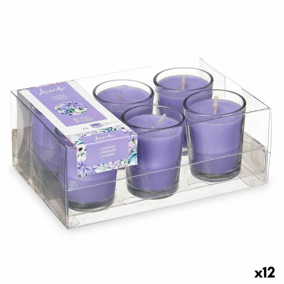 image 1 of Scented Candle Set Acorde 48-B-AR Lavendar Glass (12 Units) N/A