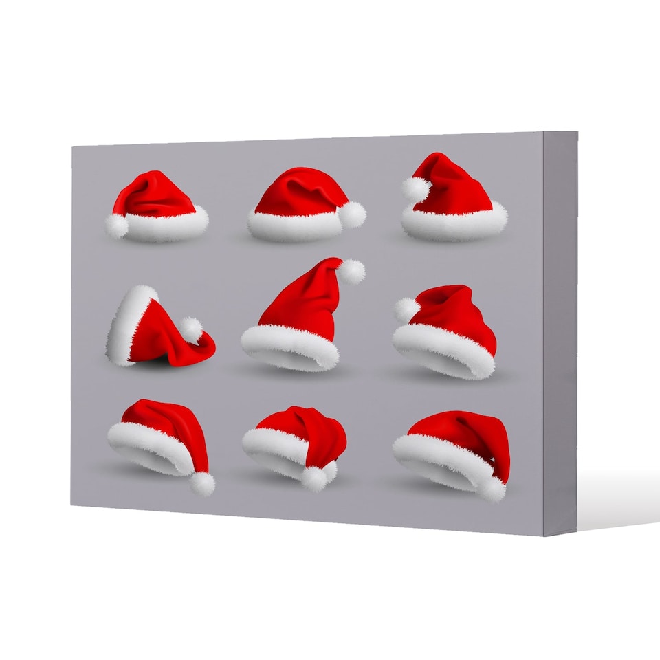 Collection of red santa claus hats (canvas) / 101 x 77 x 4cm | Multi