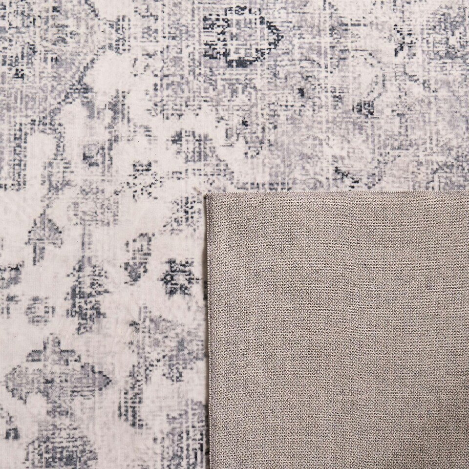 image 1 of OHS Vintage Print Washable Indoor Carpet Floor Rug, 80x150cm - Grey