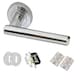 image 1 of Golden Grace T-Bar Bathroom Toilet Loo Door Handles Set on Rose in Polished Chrome Finish with Hinges Silver