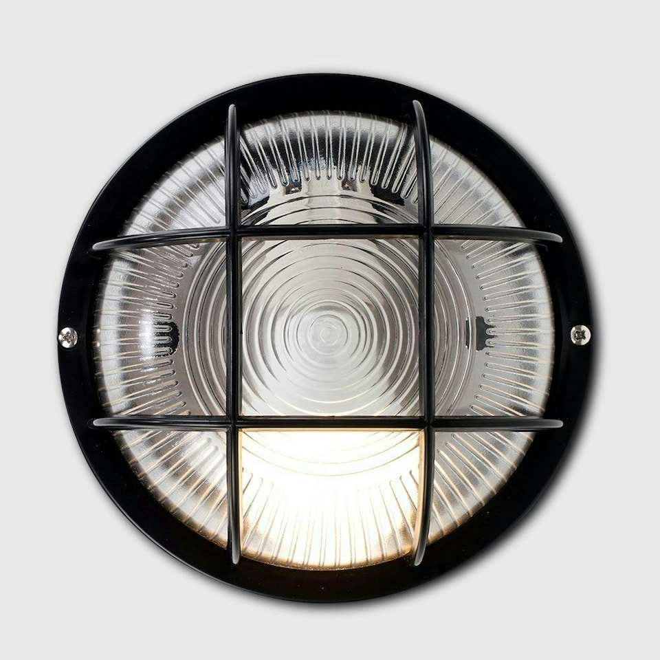 image 1 of ValueLights Modern Black IP44 Rated Outdoor Garden Security Round Bulkhead Wall Light