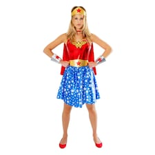 Wonder Woman Womens/Ladies Deluxe Costume - Red/Blue/Gold - M M