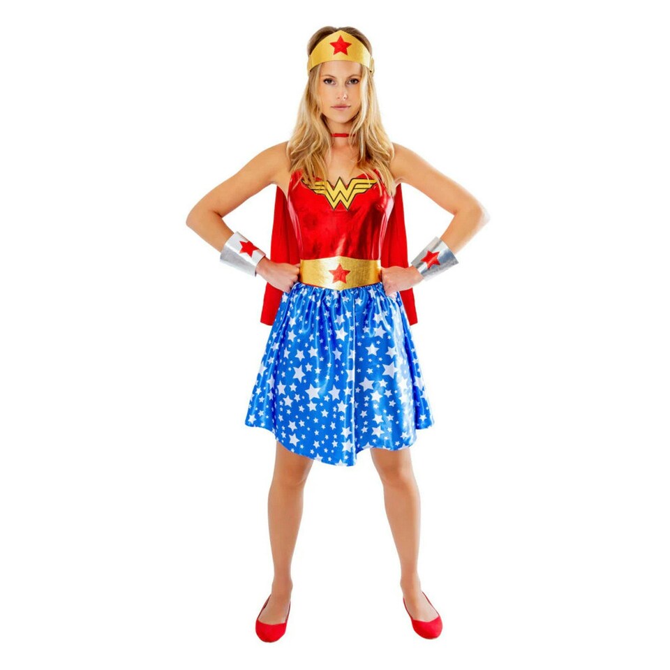 image 1 of Wonder Woman Womens/Ladies Deluxe Costume - Red/Blue/Gold - M M
