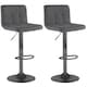image 1 of Neo Cuban Bar Stool Dark Grey Fabric Black Steel Base Set of Two