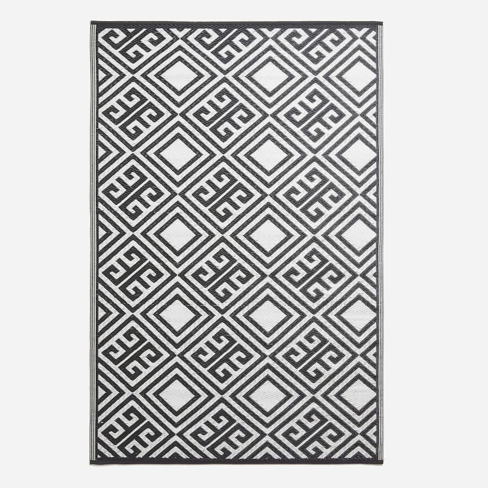 image 1 of Homescapes Outdoor Rug Luxury Waterproof Reversible, For Garden, Geometric | Black | Black and White