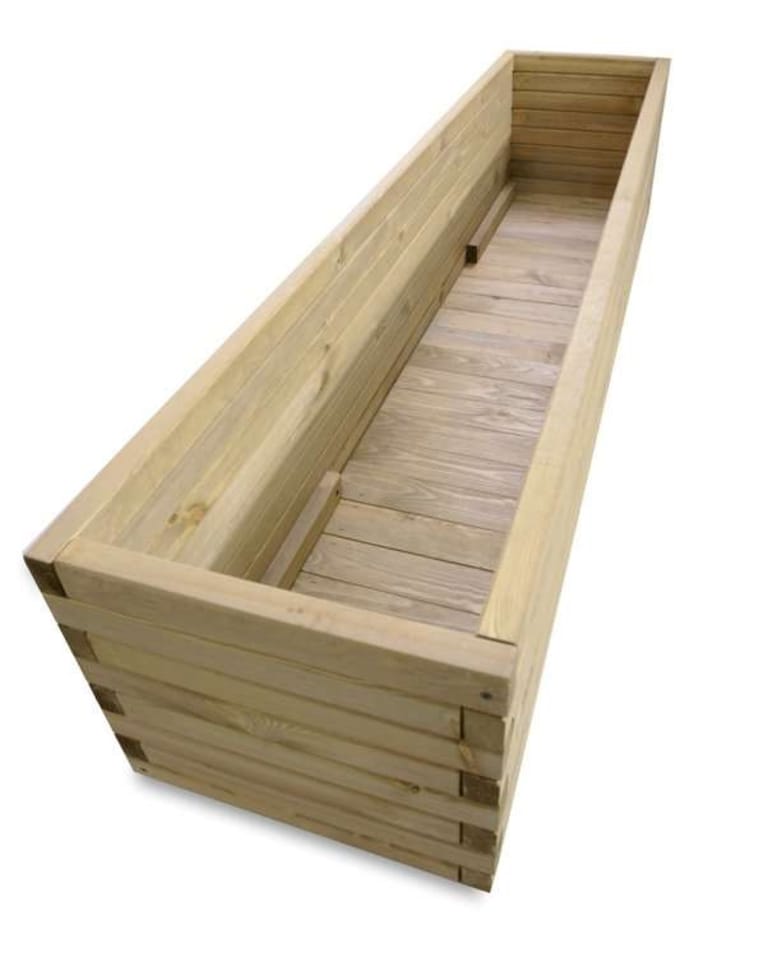 image 1 of Primrose Rectangle Pine Wood Raised Trough Outdoor Patio Planter 1.8m