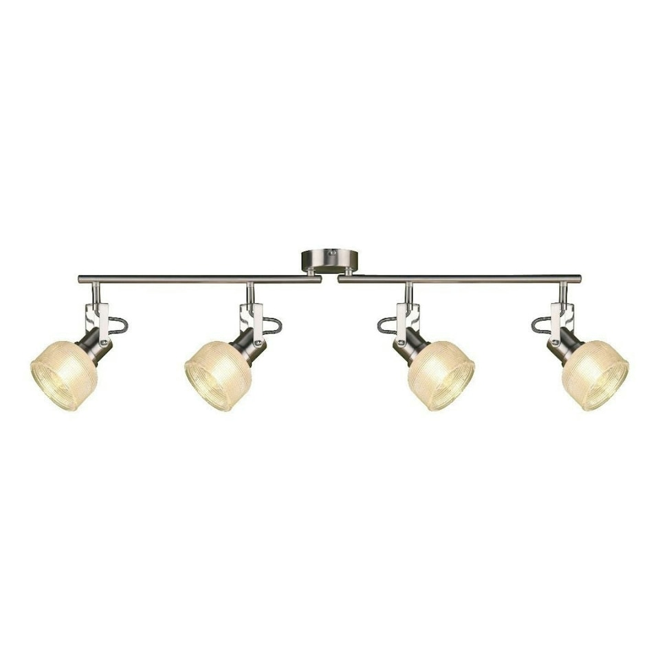 image 1 of Jaron 4 Light Polished Chrome & Glass Spotlight Ceilng Bar
