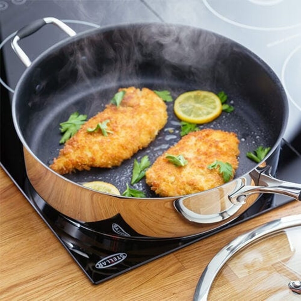 image 1 of James Martin Non-Stick 28cm Saute Pan with Helper Handle