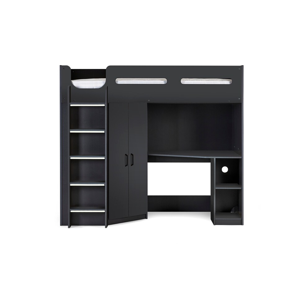 image 1 of Hercules 90cm Single Anthracite Black Highsleeper Loft Bed with Desk