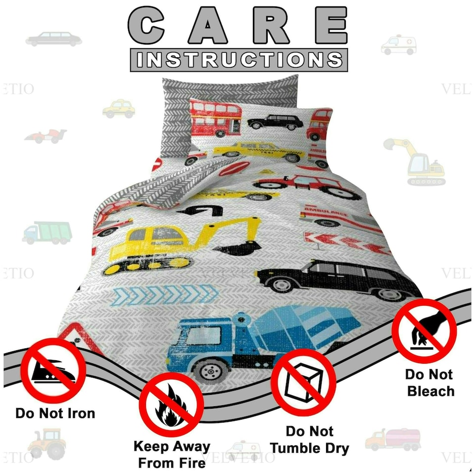 image 1 of VELVETIO Kids Transport Duvet Cover Set Printed Beddings Multi | Single