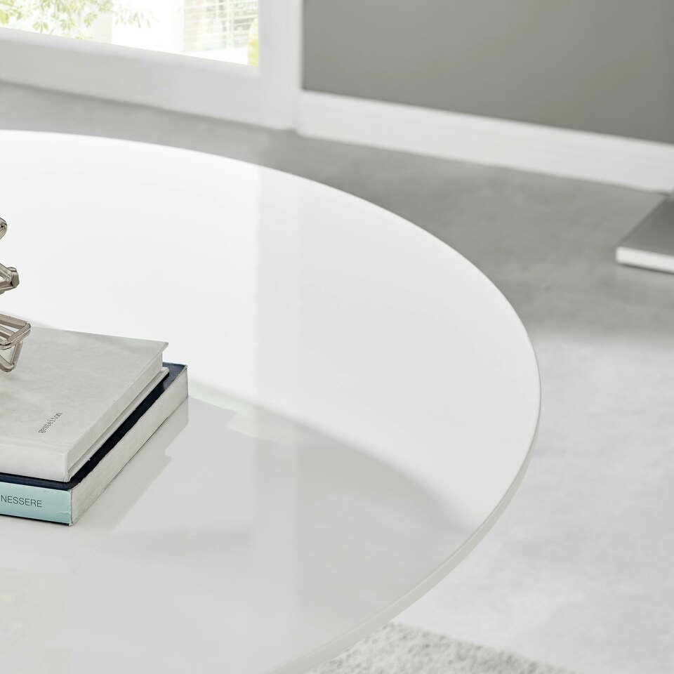 image 1 of Furniturebox Palma White High Gloss Round Dining Table
